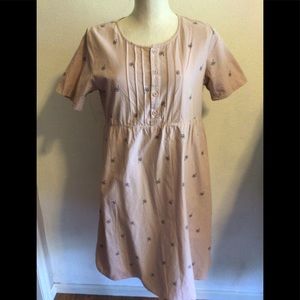 Roolee Lined Cotton Midi Blush Pink Dress. M